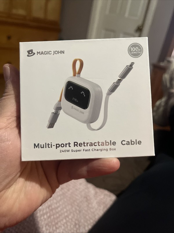 MAGIC JOHN 240W Multi Retractable USB C Cable 4-in-1 Super Fast Charge purple