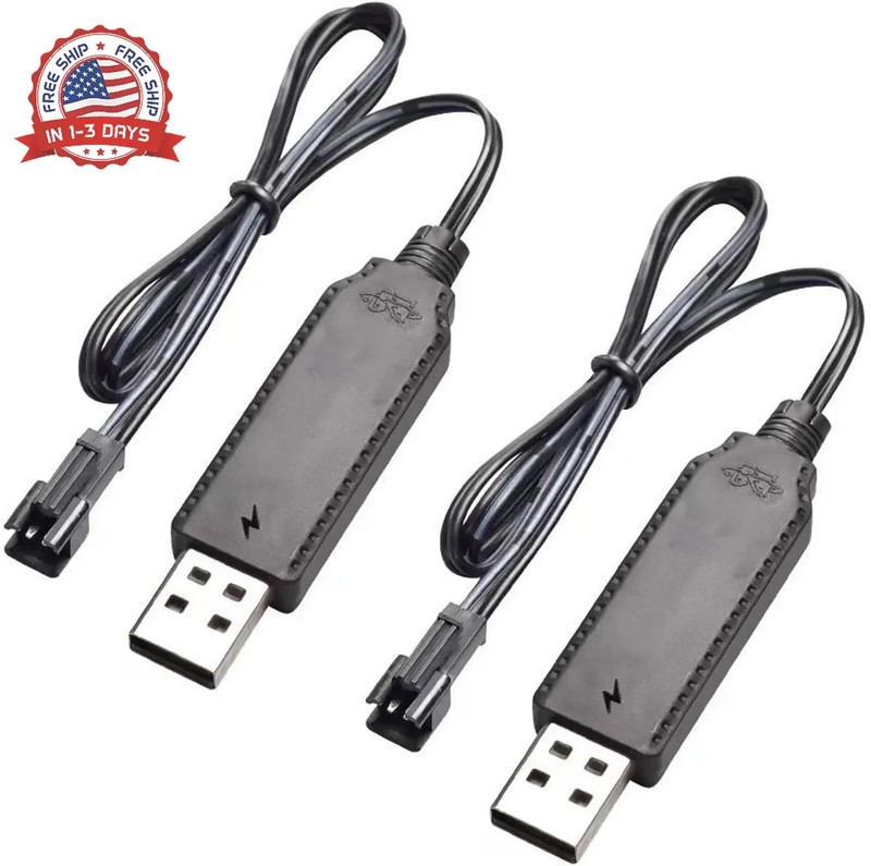 3.7V USB Charger Cable SM-2P Plug Cable for Mini RC Amphibious Stunt Car Boat Tr