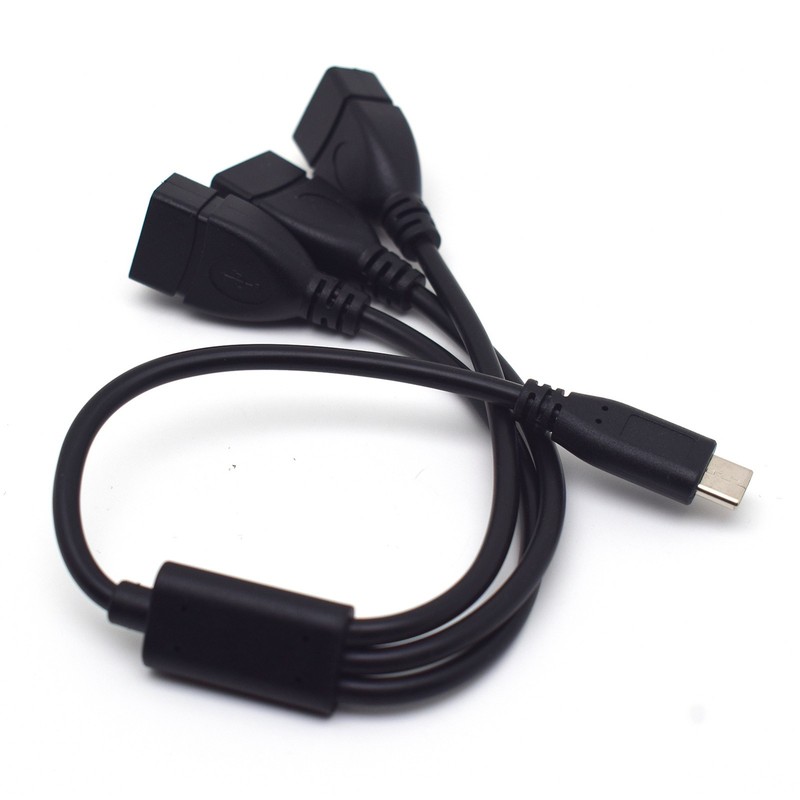 2pcs USB-C Male to 3 USB-A Female Data Transfer Charging Cable Extension Cord gallery