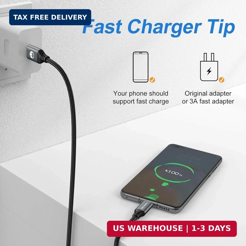 USB Type C Cable (5-Pack 3FT) - Nylon Braided Fast Charging for iPhone 15/16/17 gallery