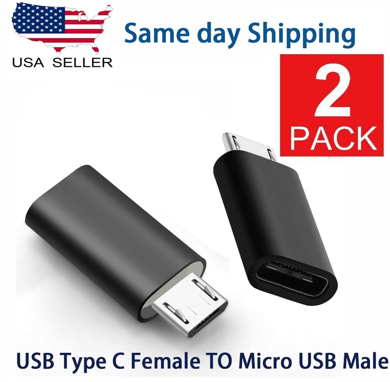 2 Pack USB 3.1 Type C Female to Micro USB Male Adapter Converter Connector USB-C