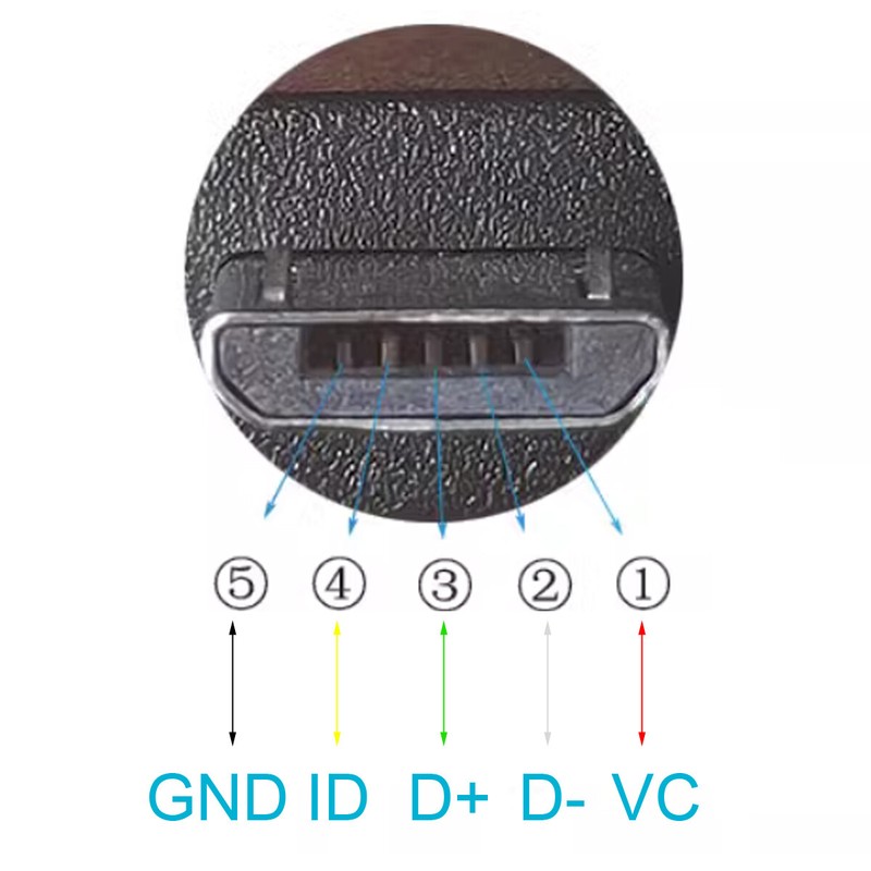 60pcs 0.3M/1ft Micro 5pin USB Male Plug 5 wires Power Pigtail Bare Cable DIY gallery