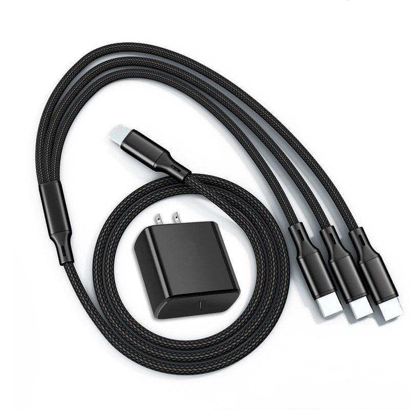20w USB-Power Adapter Plug 6ft Multi Charger Cable Splitter 1 in 3 Out Fast C…