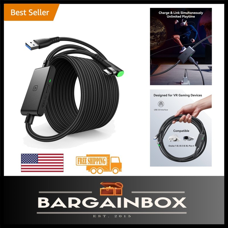 High-Speed 16ft USB 3.0 Link Cable for Meta Quest | Safe Charging & Durability
