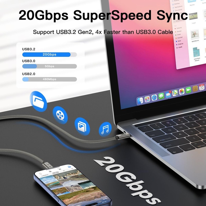 USB 3.2 Gen 2, 240W, USB C to USB C Cable,Fast Charging for MacBook /Air,iPad... gallery