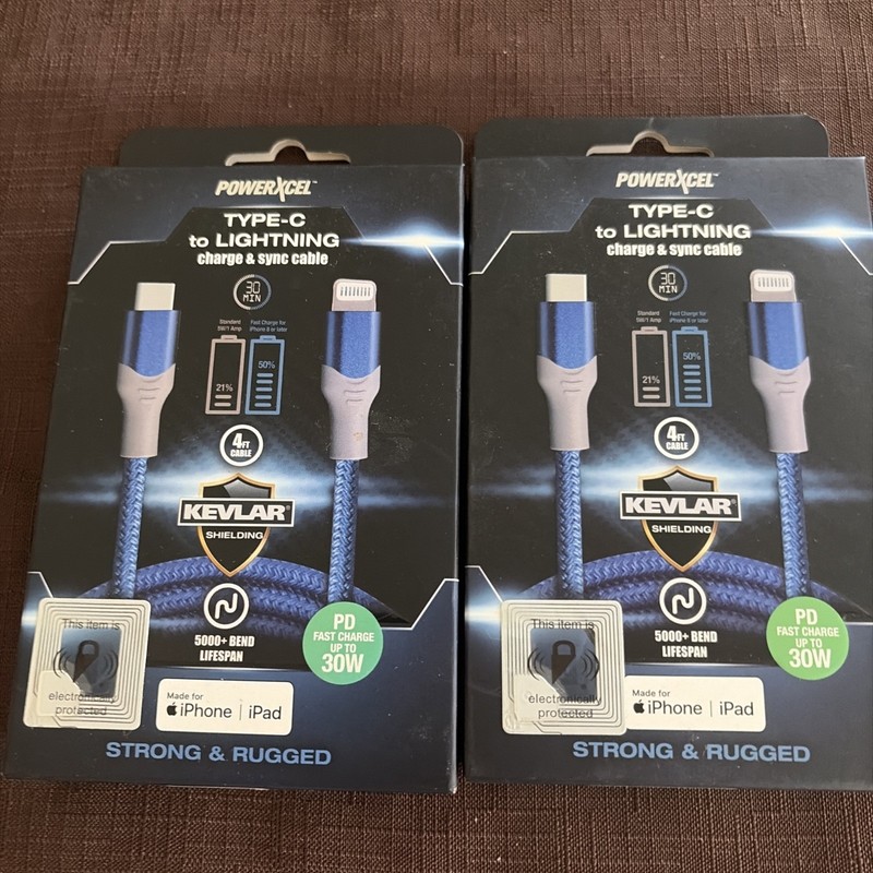 PowerXcel PD Type-C to Type-C Charge and Sync Cable – Lot of 2