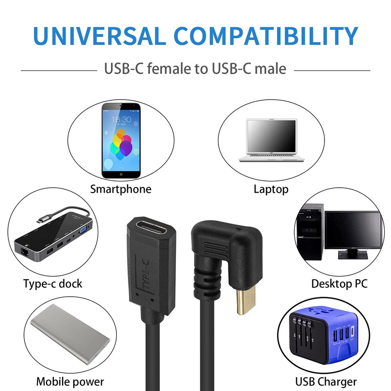 USB Type C Extension Cable 6ft U Shape 10Gbps 60W Male To Female 180 Degree gallery