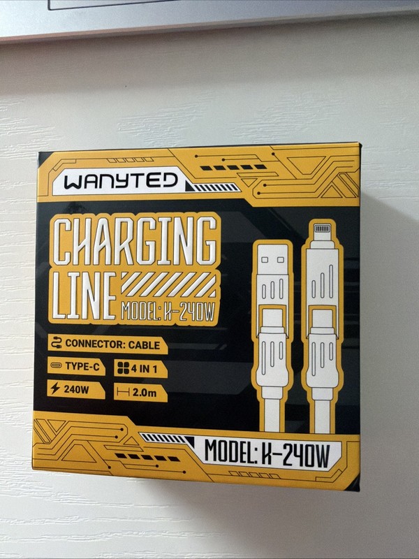 Wanyted 4 in 1 Charging Line Cable 240w Armored Type C USB A iPhone Android