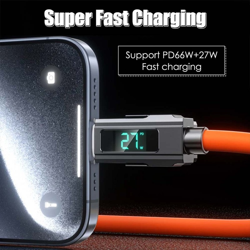 4 in1 Digital Display USB Type-C PD Fast Charging Cable 100W For iPhone Android gallery