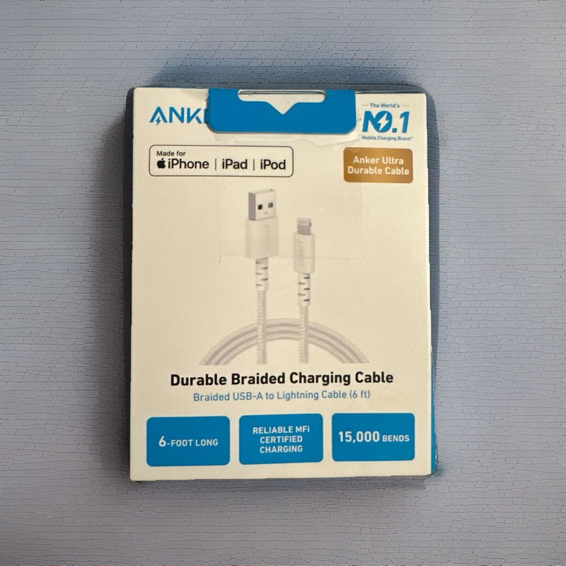 Anker Durable Braided Lightin Charging Cable 6 Ft White Open Box