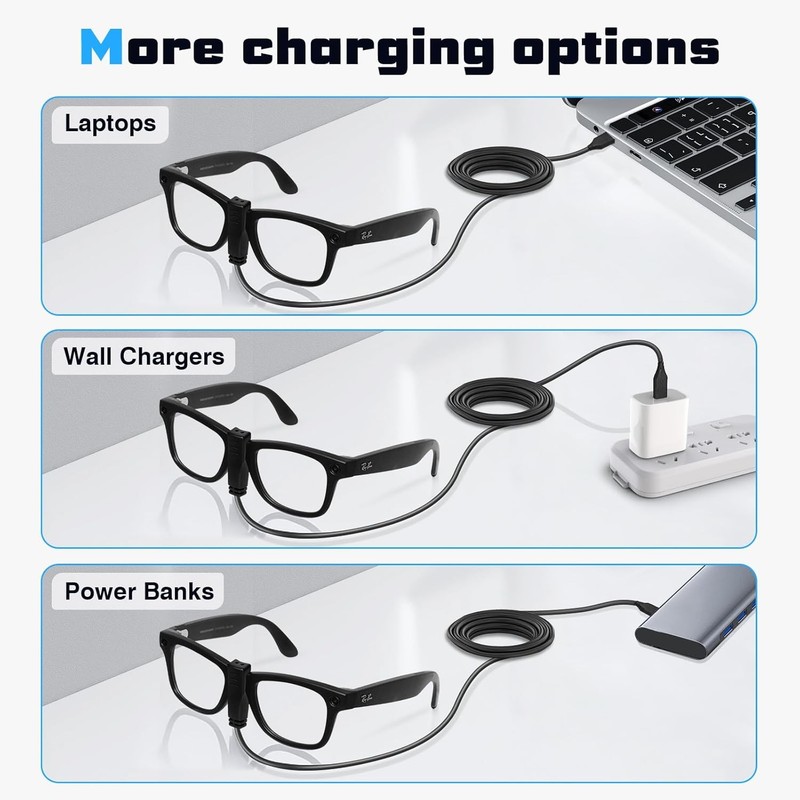 Lightweight USB Charger for RayBan Meta Accessories - Fast Clip-On Design gallery