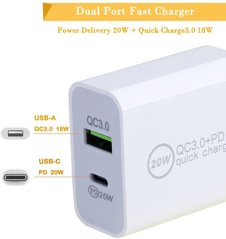 1X 20W Dual Port USB C QC Power Adapter Fast Charging Block For iPhone Samsung gallery