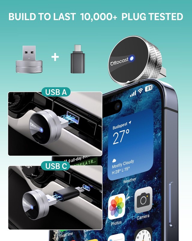 Mini Tube 2026 Wireless CarPlay & Android Auto Adapter, Ultra-Fast Auto Recon... gallery