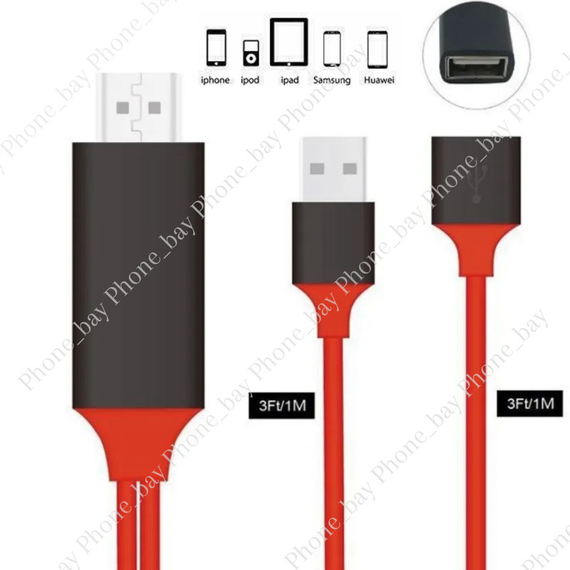 USB HDMI Cable 1080P Phone to Digital TV HDTV AV Adapter For iPhone iPad Android