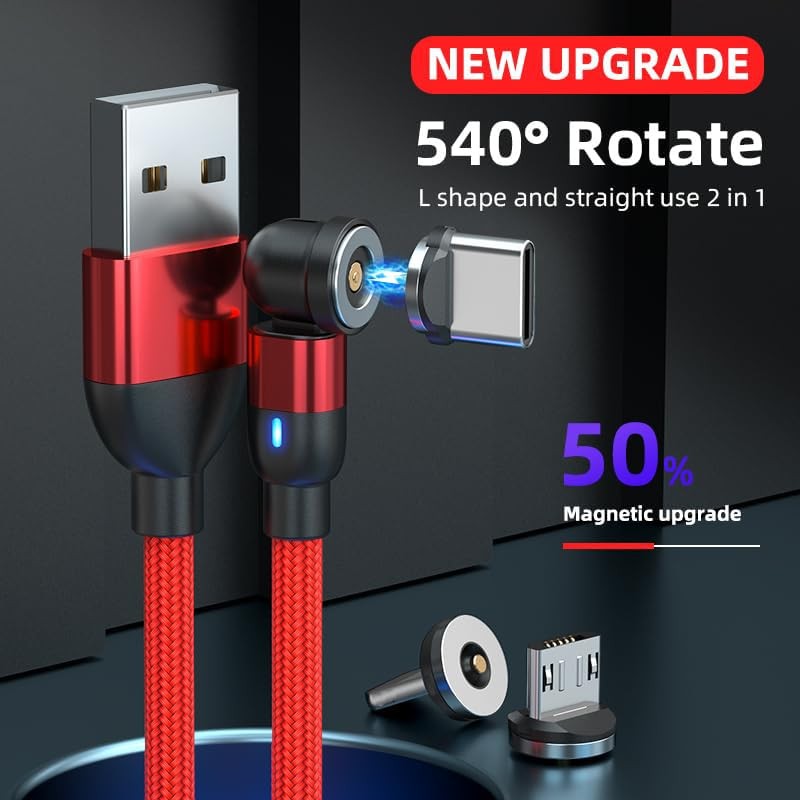 Magnetic Charging Cable 3-Pack 540° Rotation Magnetic Charger Cable with Ligh... gallery