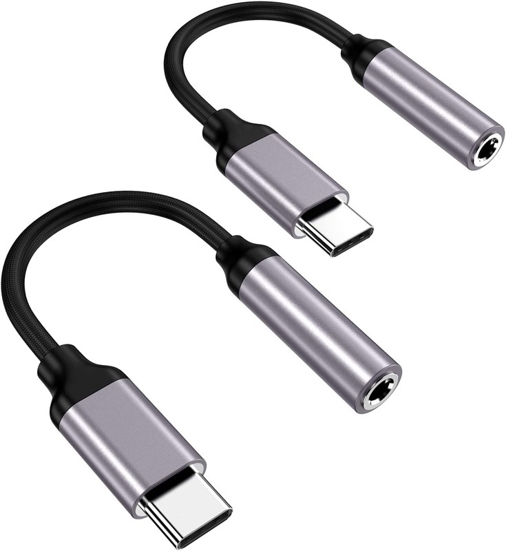 2 Pack USB Type C to 3.5mm Headphone Jack Adapter, USB C to Aux Female Audio