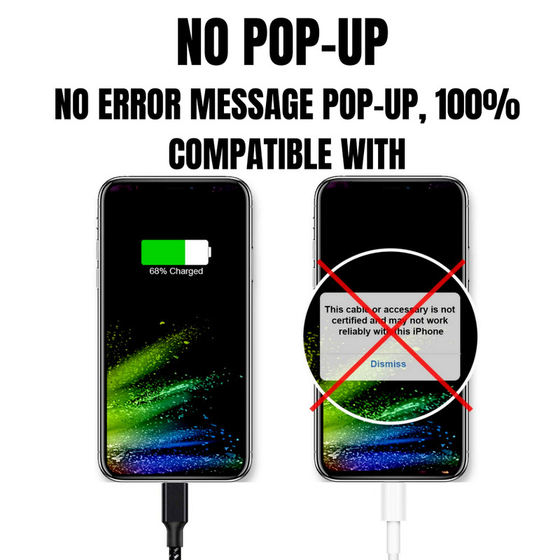 Bulk Lot Braided USB Cable 6ft For iPhone 14/13/12/11/X/8/7/6/5 Fast Charge Cord gallery