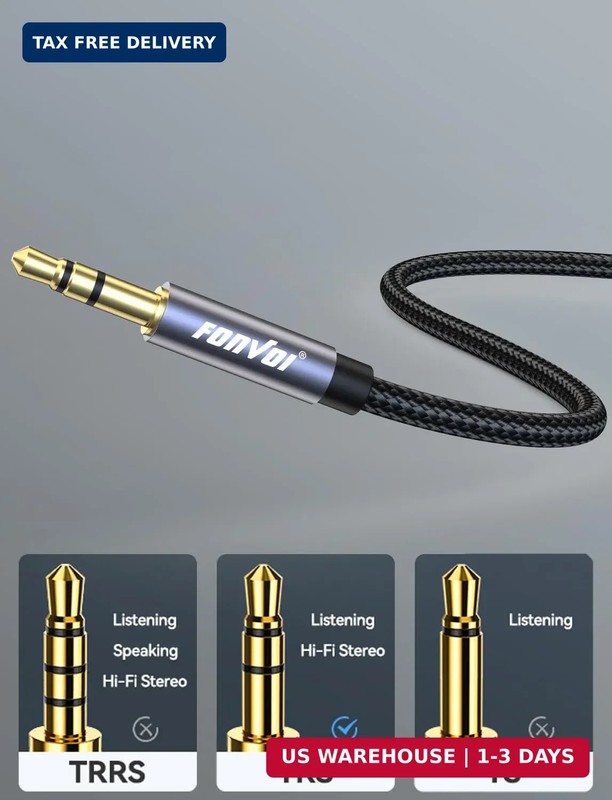 20FT 3.5mm Aux Jack Audio Extension Cable,Male to Female,TRS Headphone Extension gallery