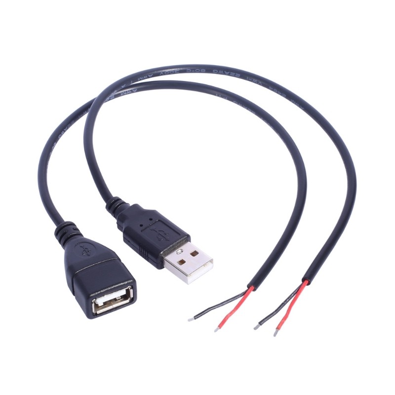 USB Power Pigtail Cable USB Male to 2 Pin Bare Wire Open End Power Pigtail Cord gallery