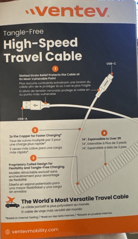 Ventev - High Speed Cable - iPhone - iPad - Helix Coiled 14 Inch Expandable gallery
