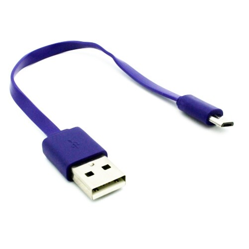 MicroUSB Short USB Cable Purple Charger Cord Power Wire Flat for Phones Tablets