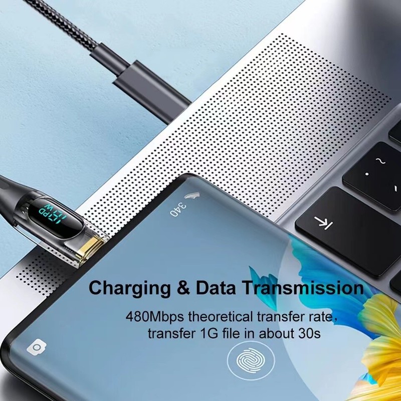 PD 100W 5A USB-C Digital Display Cable For Phone Macbook Type C Fast Charging gallery