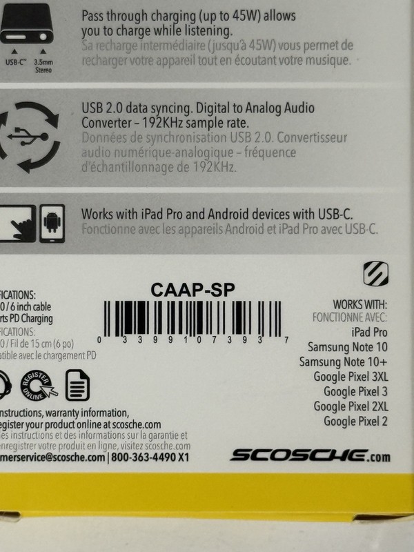 Scosche Audio Adapter Plug for USB-C Devices Samsung Galaxy iPad Pro NIB gallery