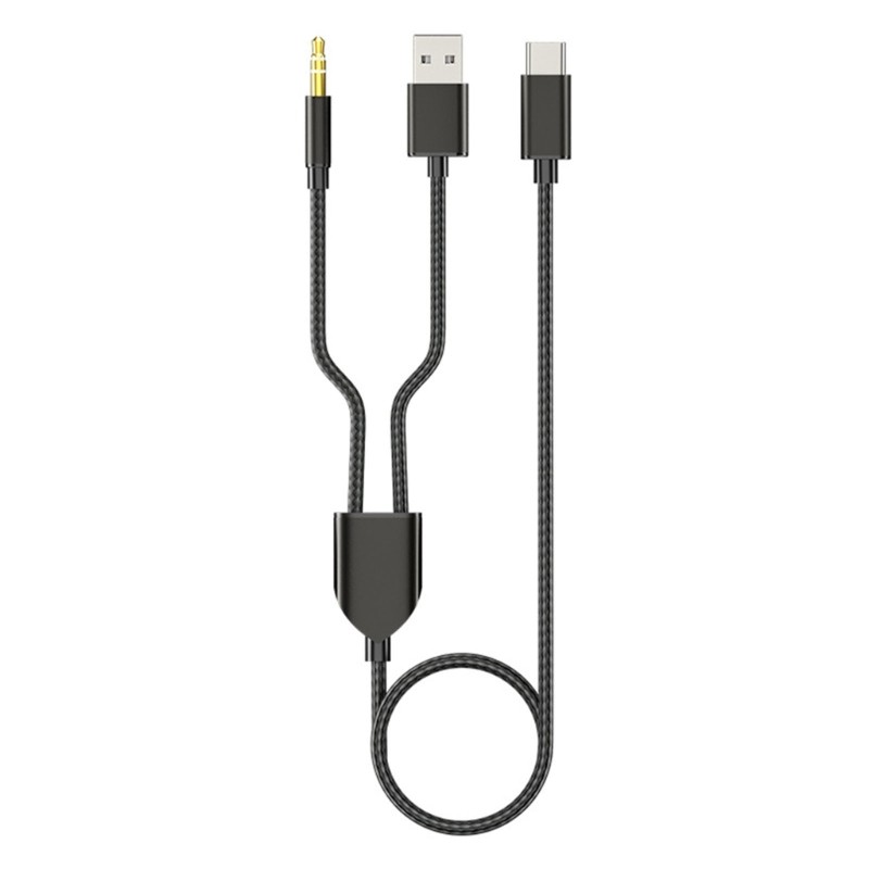 Stereo Aux Headset Cable Two-in-one Connection Wire Line for USB C Tablet Phone