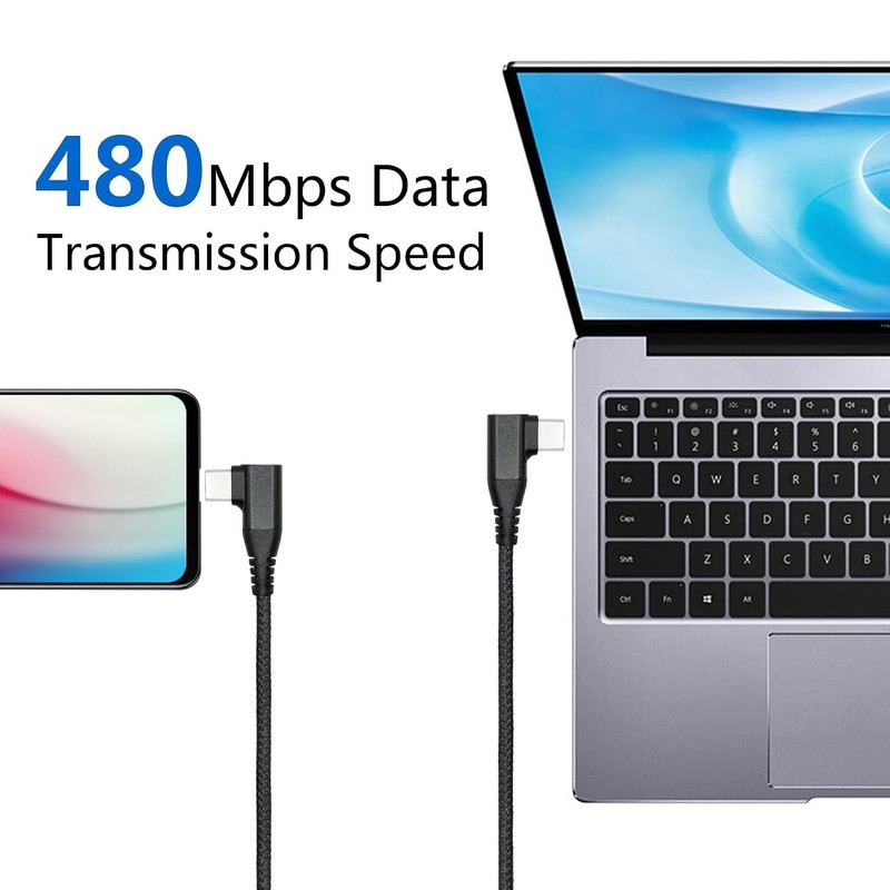 90 Degree Nylon Braided USB C Cable 60W - Fast Charging for Laptops & Phones gallery
