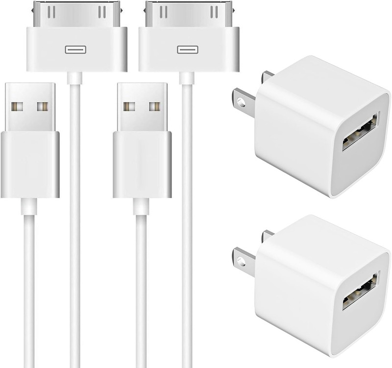 2 Pack 30-Pin to USB-C Cable for Iphone 4 | 2 Pack 5W USB Charger Adapter| Mfi