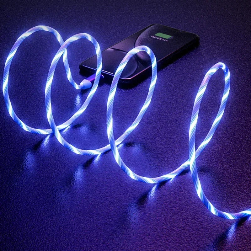 1m Fast Charging Cable Glowing LED Cable Type C Data Cable Flowing Streamer Ligh gallery