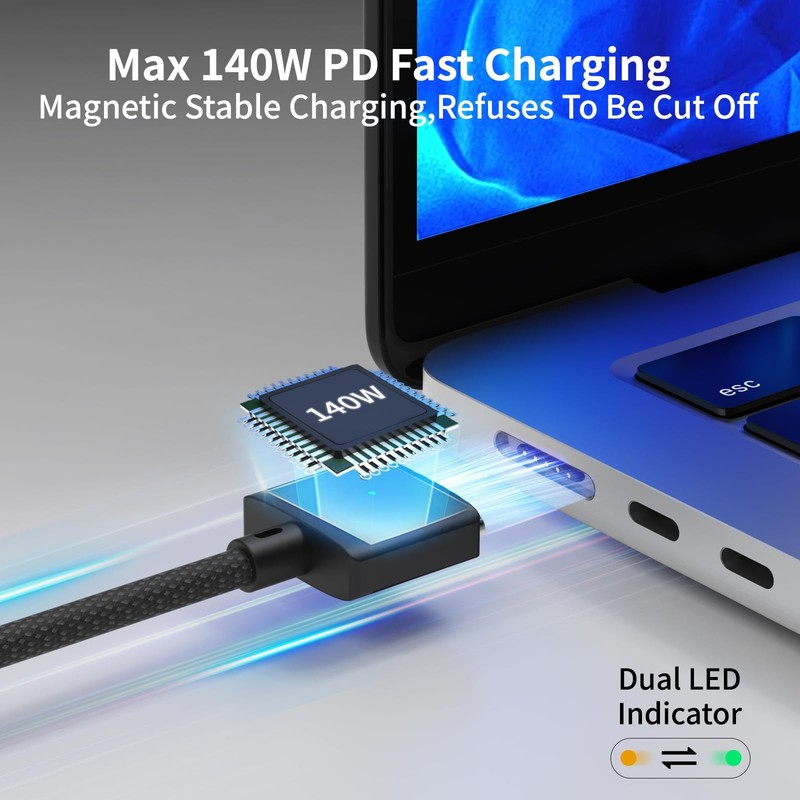 USB-C to Magnetic 3 Cable Compatible with Magsafe Charging - 140W Fast Chargi... gallery