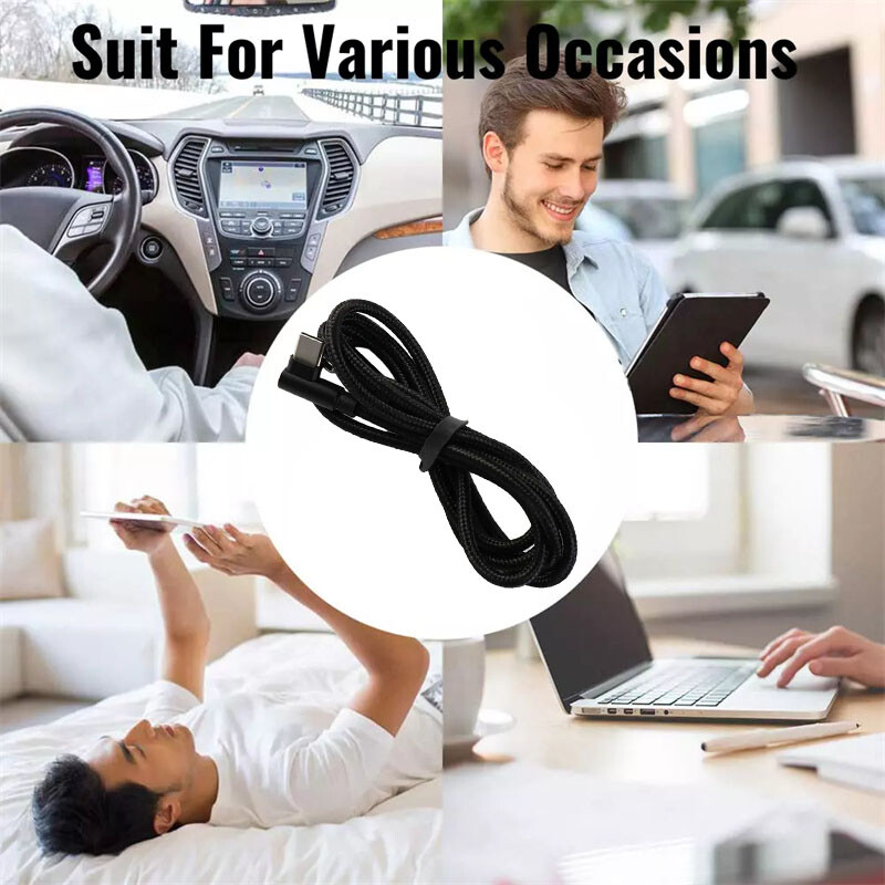 90 Degree Angle USB-C to USB-C Charger Cable Fast Charging Type Sync Cord Lot gallery