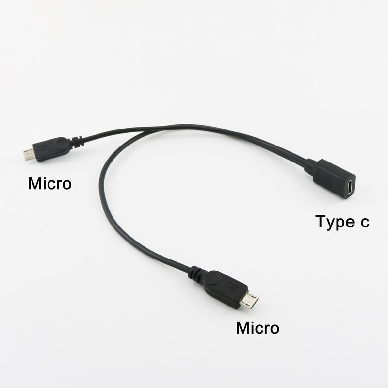 USB 3.1 Type C Female to Dual Micro USB Male Y Splitter Connector Cable 20+30cm