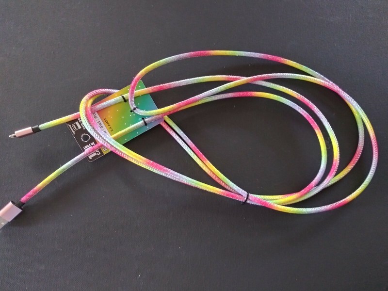 **RAINBOW GLITTER** Cable 10* ft Length Aluminum 2.4 AMPS (iphone -ipad -ipod)