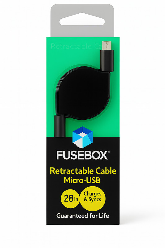 Case Pack 216x Micro USB Retractable Charge & Sync Cables, FuseBox Wholesale