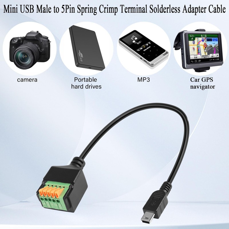 Mini USB Quick Connect Solderless Connector Short Cable Mini USB Male to 5 Pi... gallery