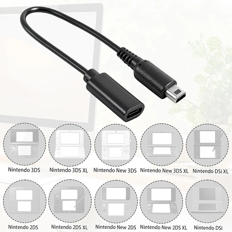 2pcs USB Type-C to 3DS Charging Cable Adapter, Type C Charger Cord Compatible wi gallery
