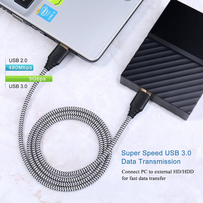 4Pack White 3FT USB 3.0 TypeA Male To Male Short Braided Double Ended Cable gallery