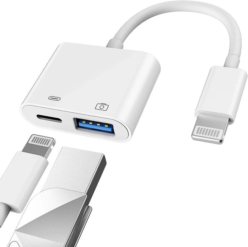 [Apple MFi Certified] Lightning to USB Camera Adapter OTG w/ Charging Port for i