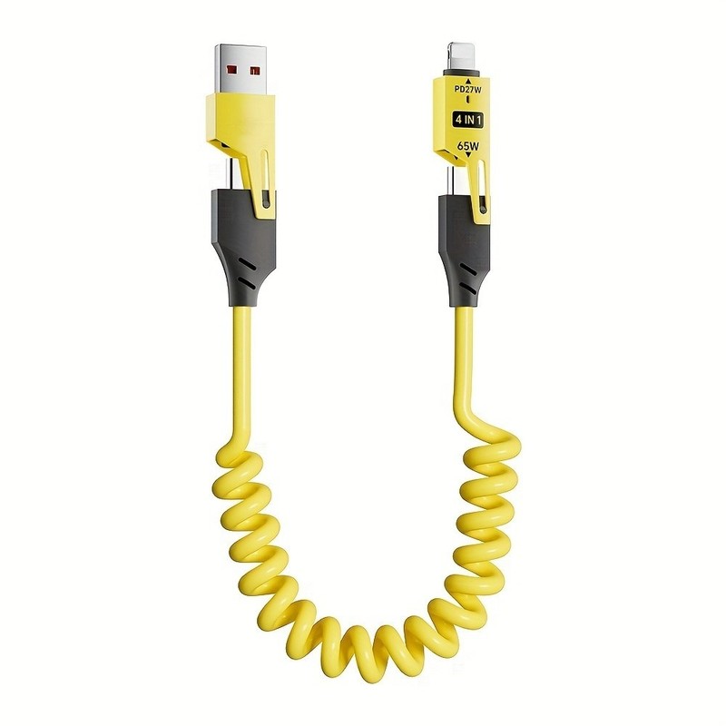 4-in-1 Coiled Fast Charging Cable USB-C Multi-Device Cord, Universal NEW US gallery
