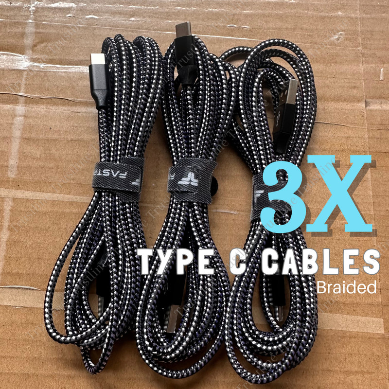 3X 10FT Braided USB C Fast Charging Type-C Data SYNC Charger Samsung Cable Cord