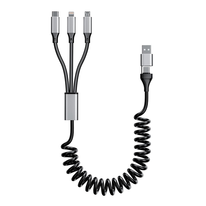 Coiled Multi Charging Cable [Mfi Certified] 5 in 1 Coiled Charging Cable for ...