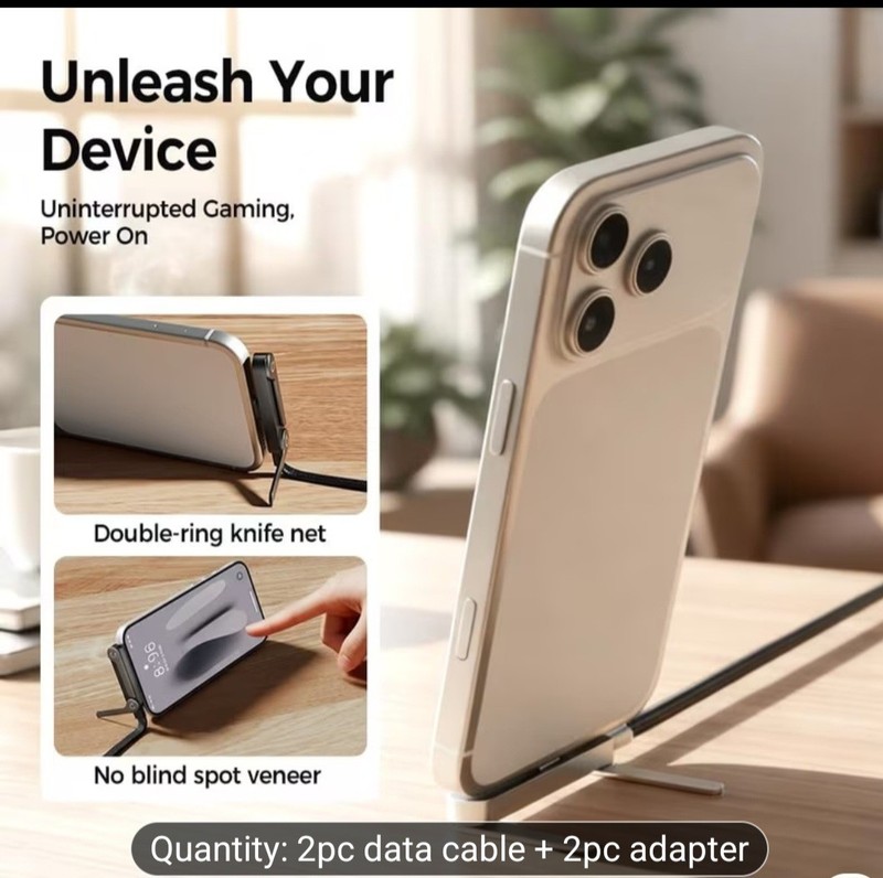 2pcs 240W Fast Cable Phone Charger with build-in phone holder. 2-in-1 charging gallery