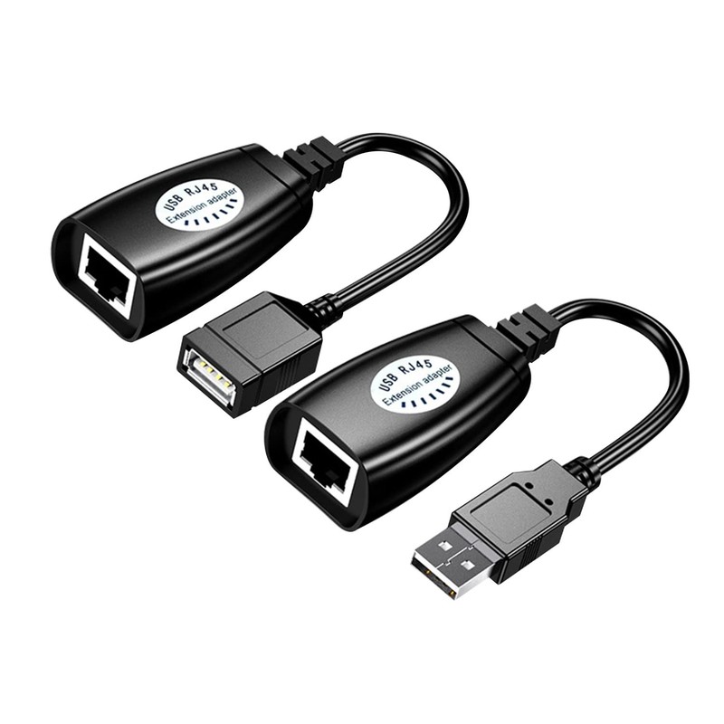 USB to RJ45 LAN Extension Adapter Set Extender Over Cat5 Cat5e Cat6 Cable