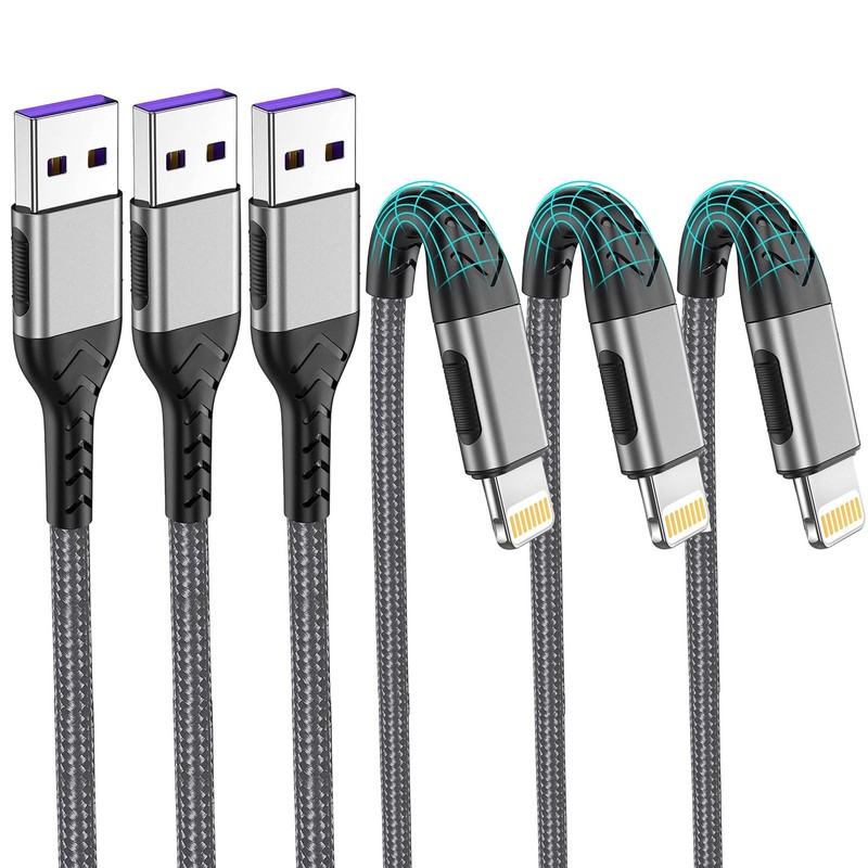 Compatible with Chargers - 3 Pack 10ft USB A Liightning Cable, Fast Charging ...