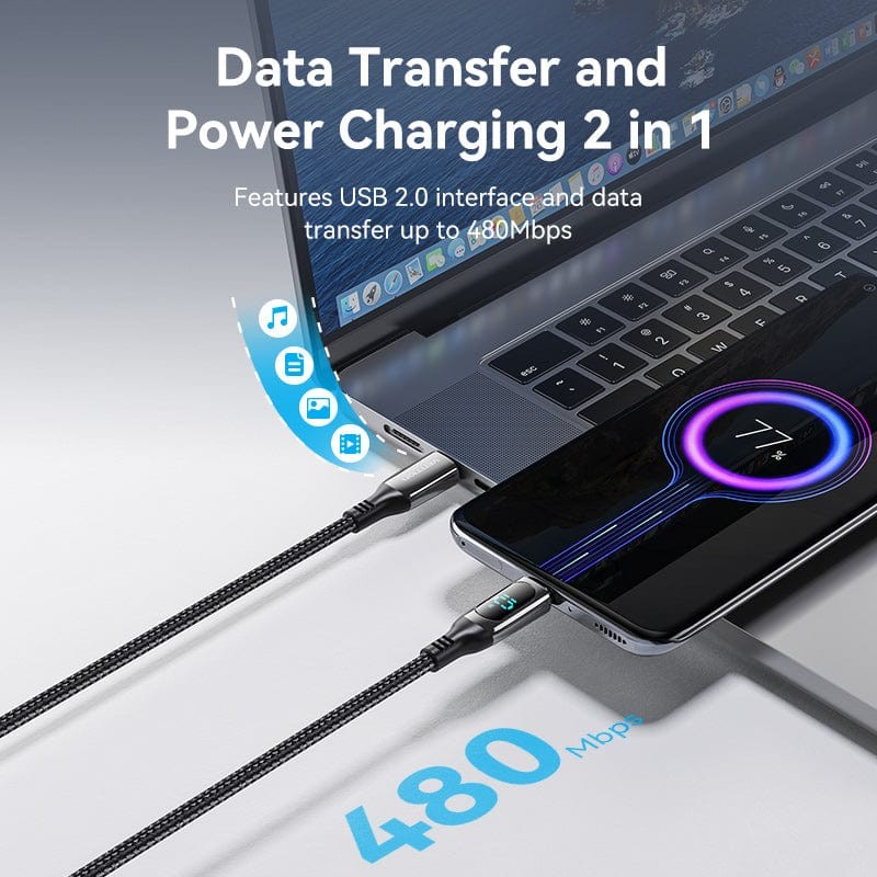 Vention USB Type-C to Type-C Cable Data Transfer 480Mbps PD100W With LED Display gallery