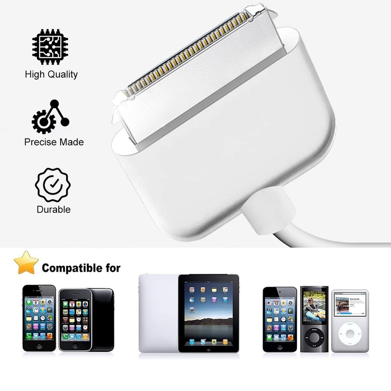 Azosowo 2-Pack 3.3ft/1m 30 Pin USB Charger Cable 30 - White gallery