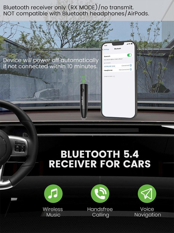 Bluetooth 5.4 Car Aux Adapter with Enhanced Microphone, 3.5mm Jack for Car Ho... gallery