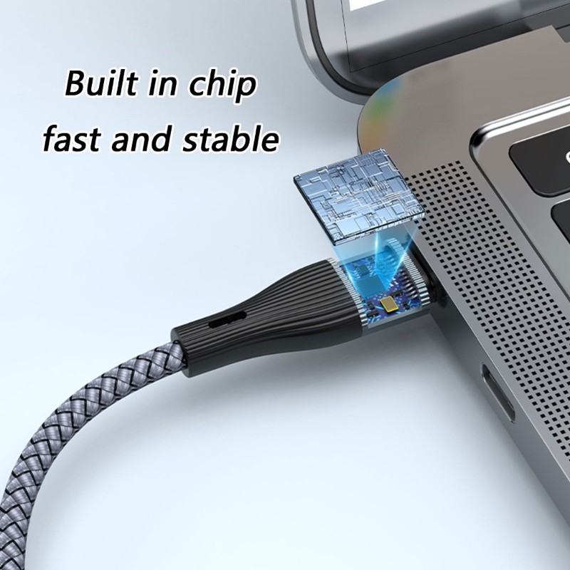 1 to 2 Port USB C Charging Cable PD100W Nylon Braid 130CM Length gallery